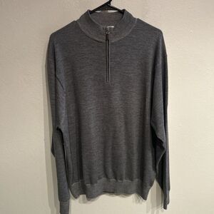 Peter Millar Mens XXL 100% Merino Wool Gray 1/4 Zip Pullover